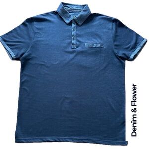 Denim and Flower Ricky Singh Men's Black Short Sleeve Polo - Size Large